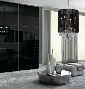 Plush Black Shade Double Crystal Chandelier
